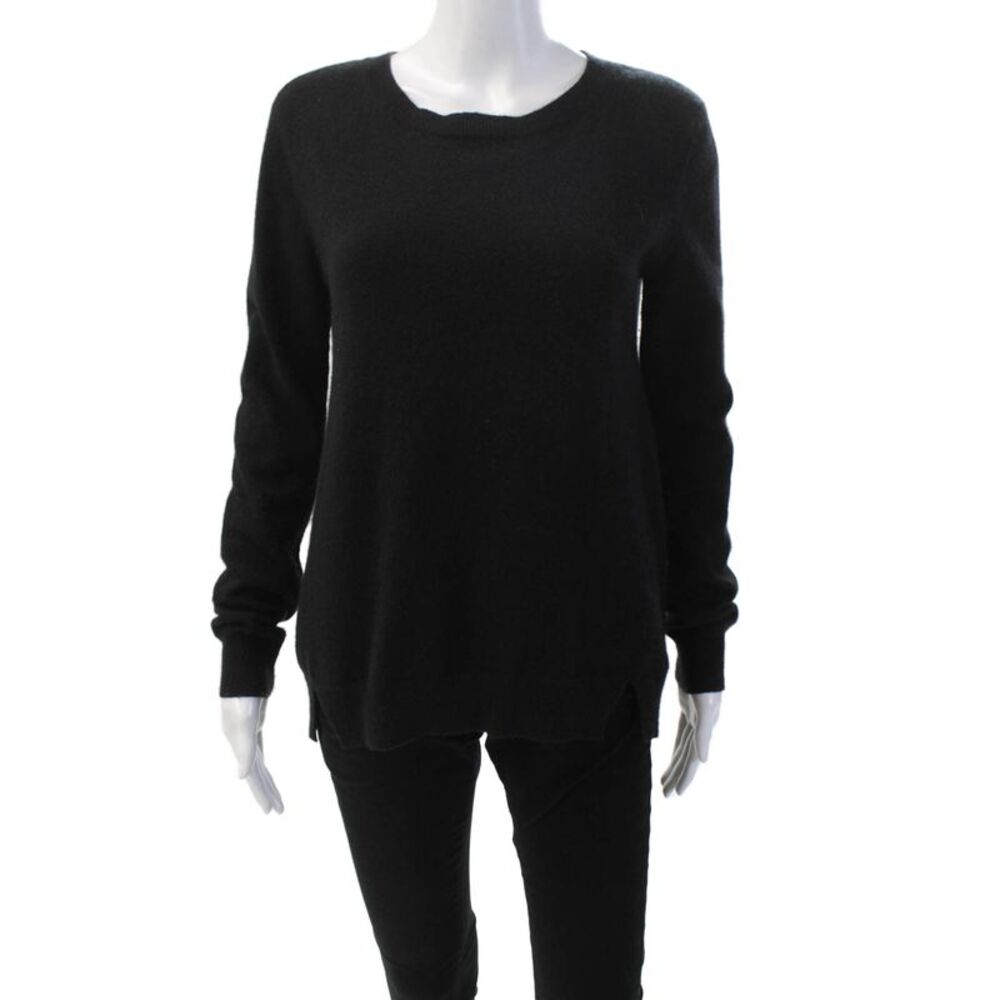 Me. N. U. Womens Long Sleeve Scoop Neck Cashmere Sweater Black Size Small
